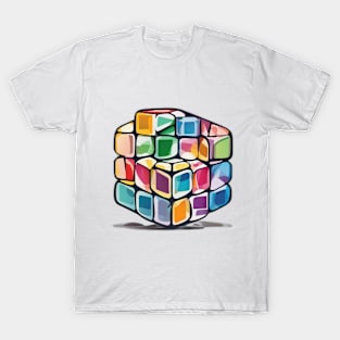 Rubic Cube Pastel shades Shadow Silhouette Anime Style Collection No. 376 T-Shirt